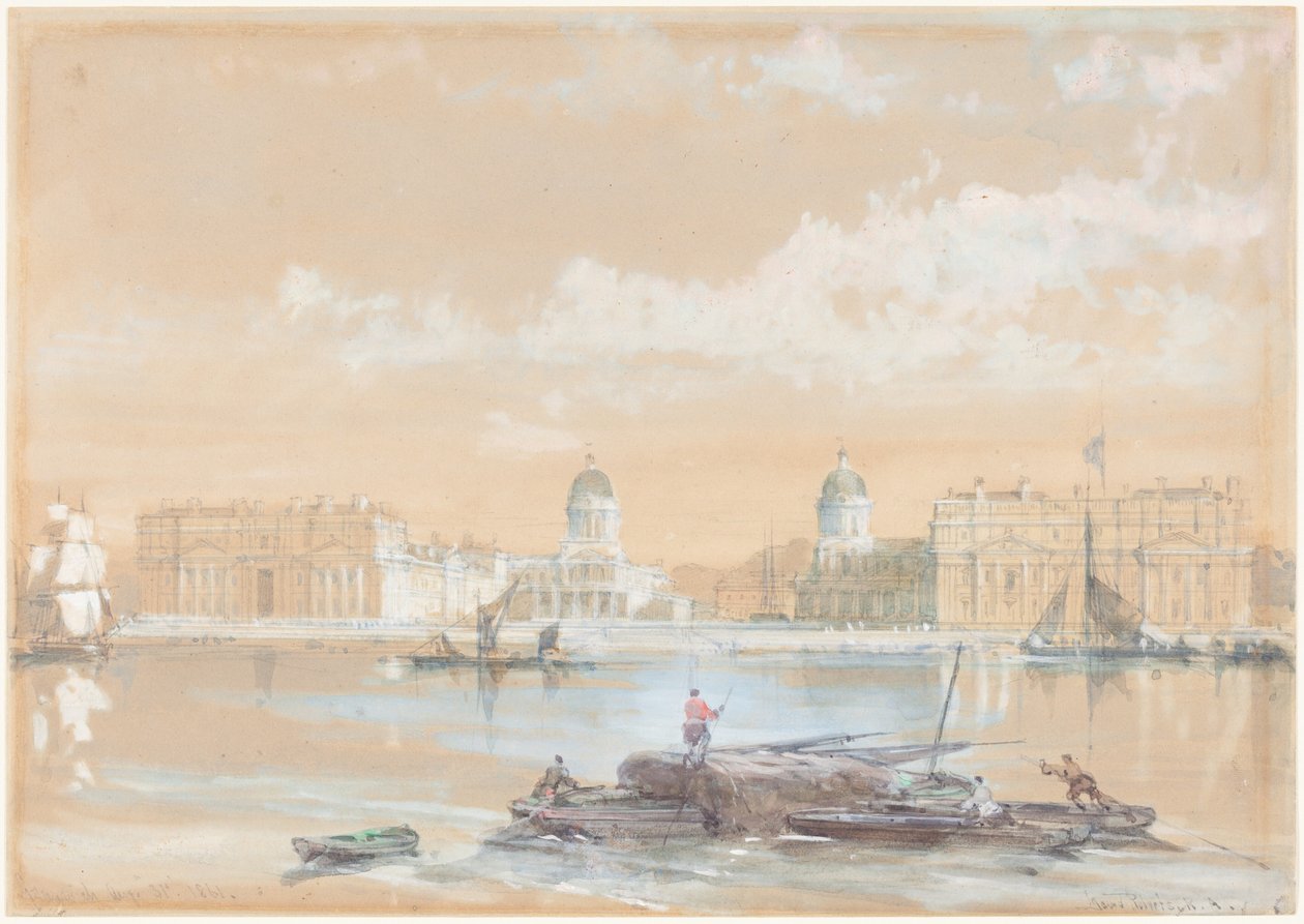 The Naval College from the River at Greenwich by David Roberts