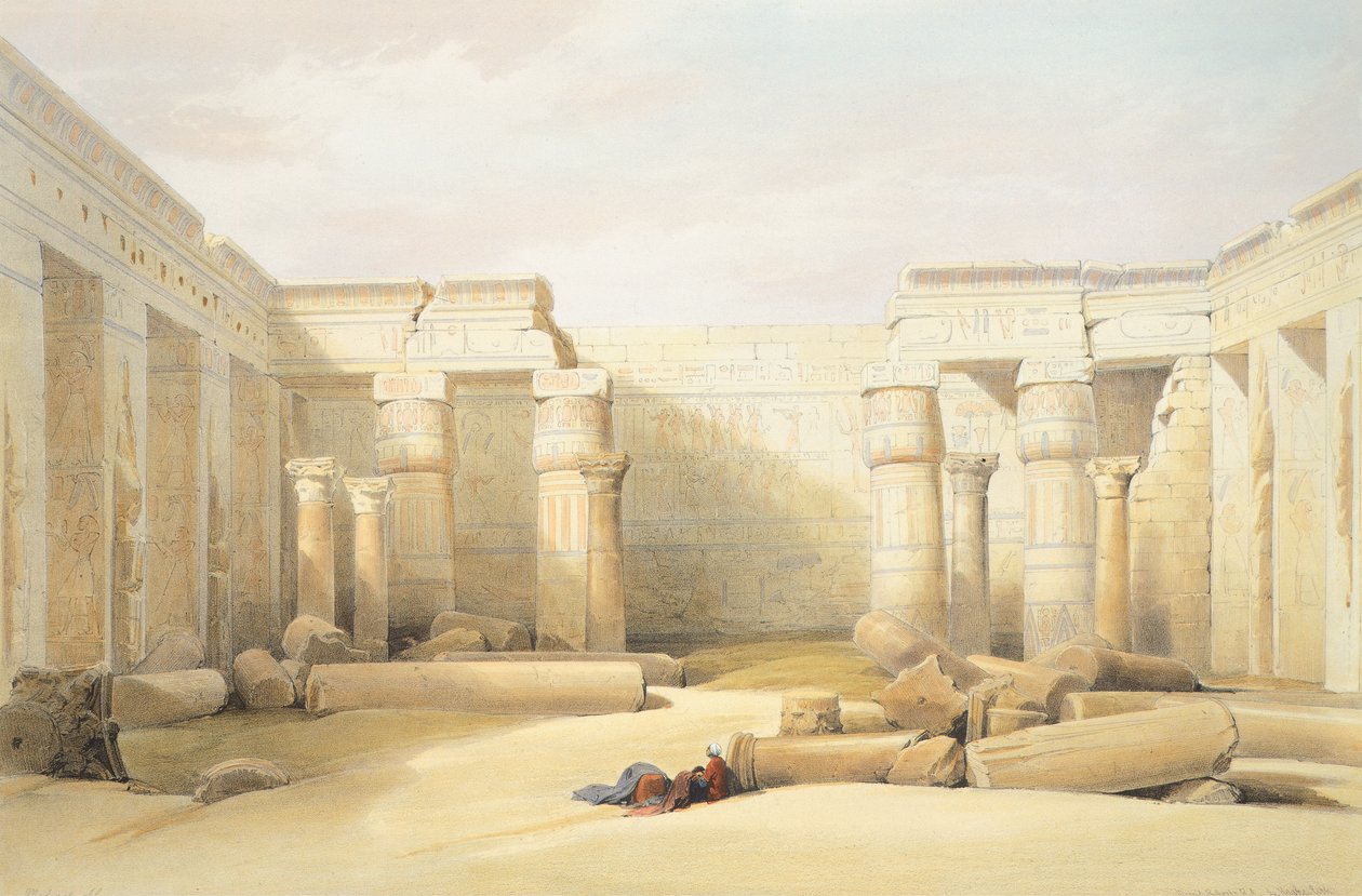The Temple of Medinet Abu in Tebe, engraving by David Roberts