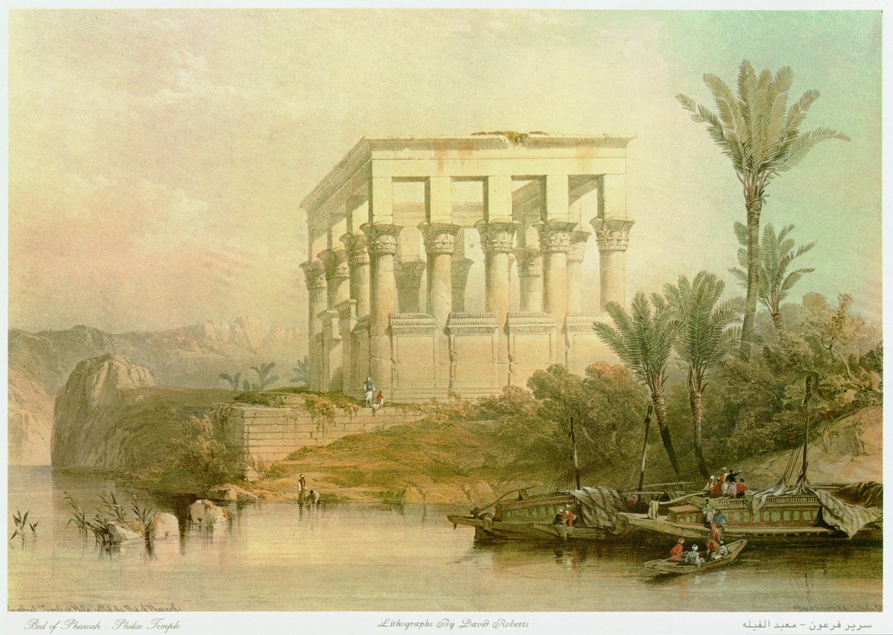 The Colonnade of the Isis Temple, Still on Its Original Island, Submerged During the Construction of the Nile High Dam by David Roberts