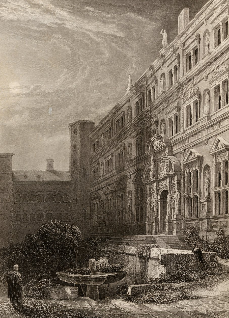The great court of Heidelberg, engraved by H. Winkles, illustration from 