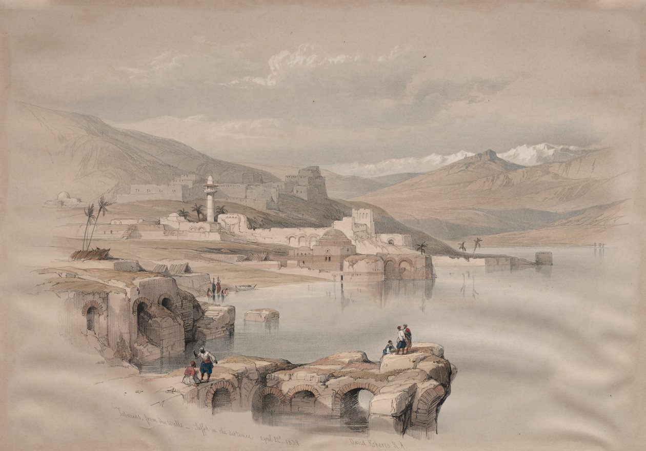 Tiberias, from the Walls, Safet in the Distance by David Roberts