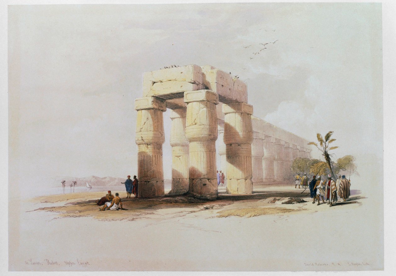 View of Luxor, Thebes Showing the Colonnade Surrounding the Courtyard of the Temple of Luxor by David Roberts
