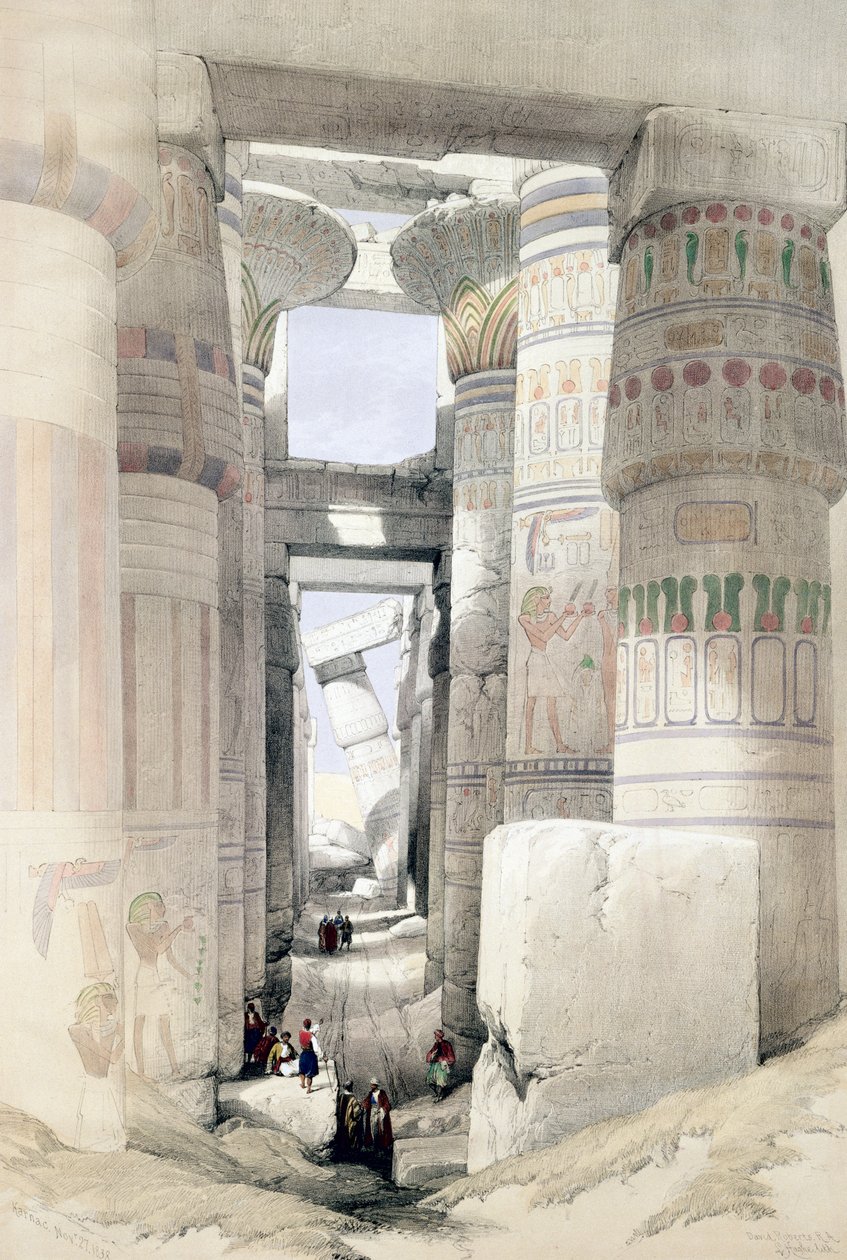 View through the Hall of Columns, Karnak, Egypt by David Roberts