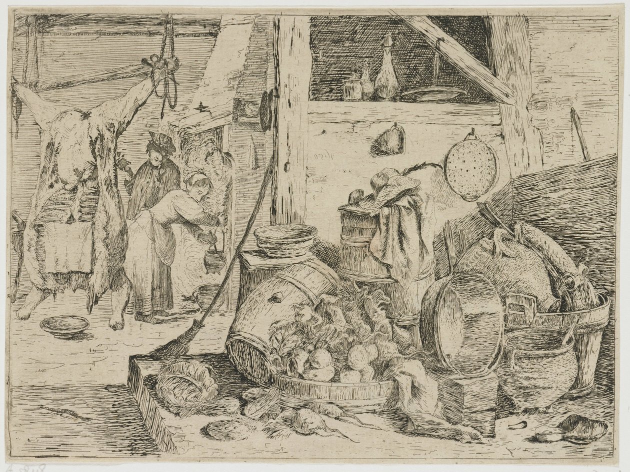 Kitchen Interior by David Teniers (II) (attributed to)