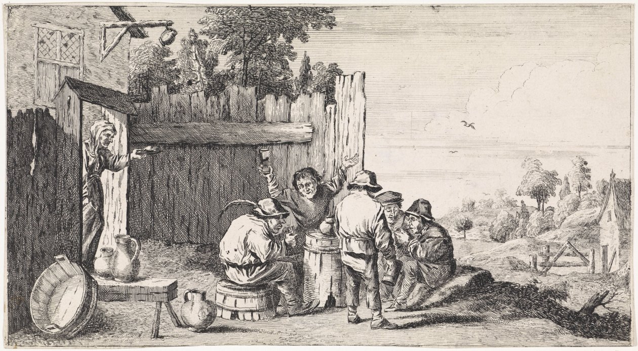 Five Farmers Around a Barrel by David Teniers (II)