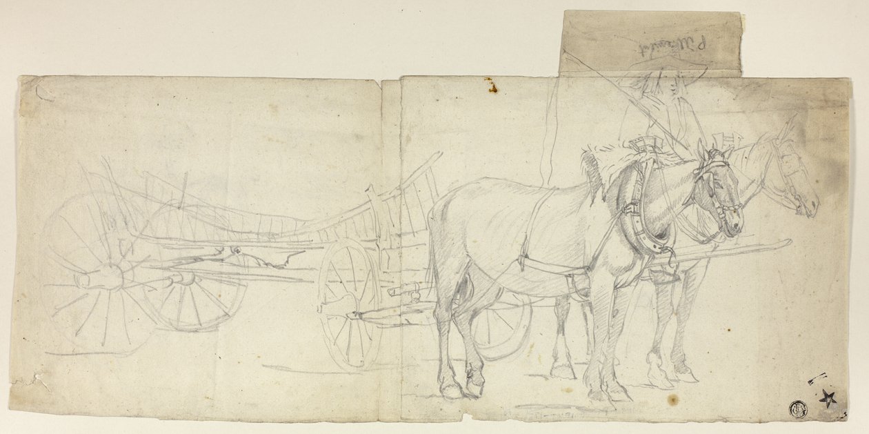 Two Horse Team with Driver, Pulling Carriage (recto); Sketches of Women Bending Over (verso) by David Teniers the Younger
