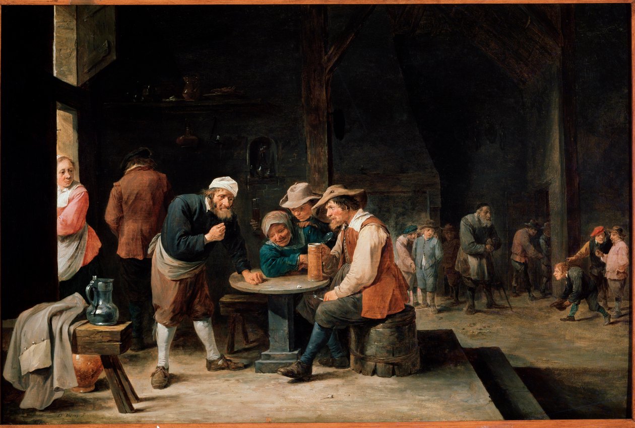 Beer drinkers. Painting by David Teniers II, the young (1610-1690). Oil on canvas by David Teniers the Younger