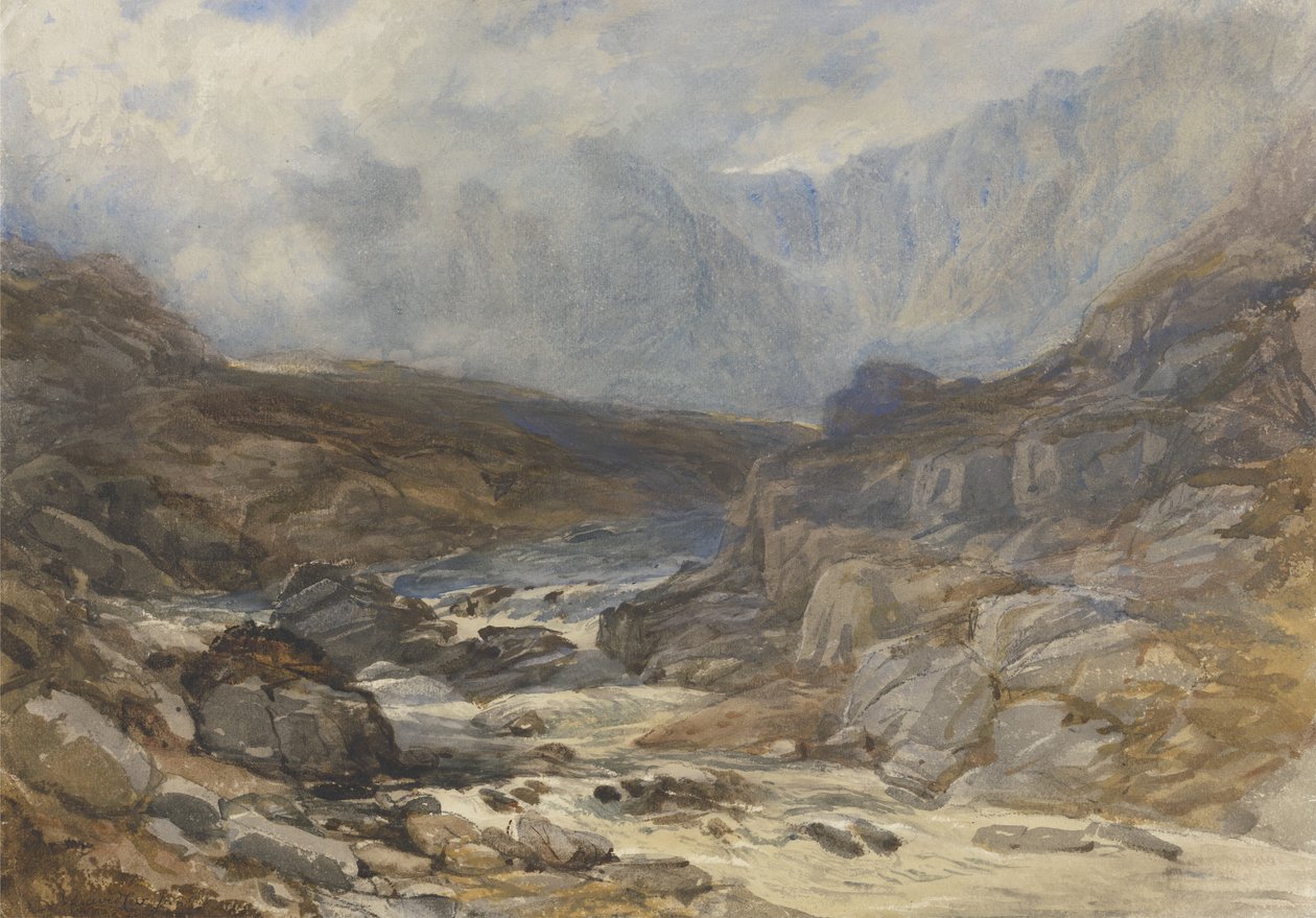 Welsh Mountain Scene with Torrential River by David the younger Cox