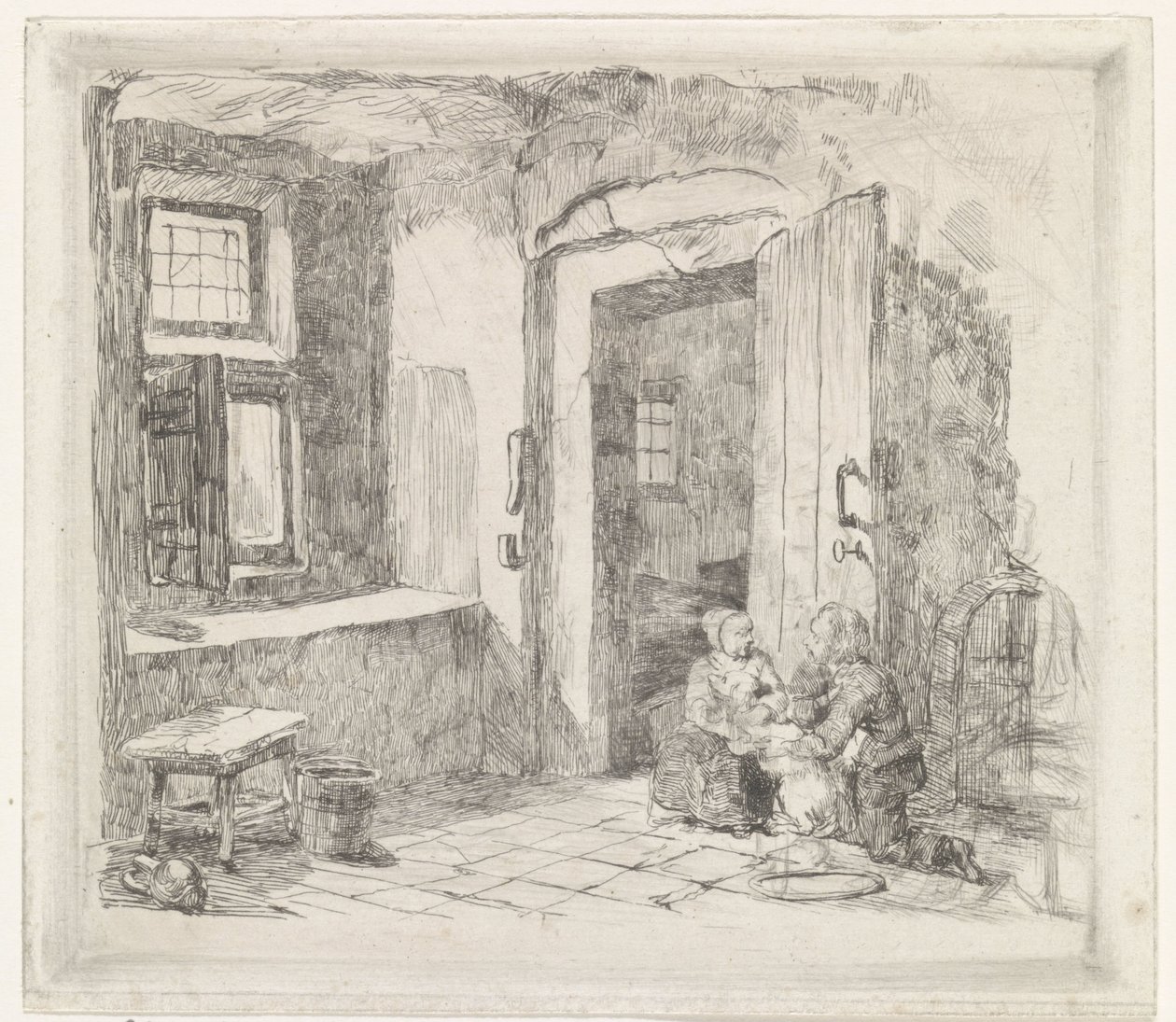 Interior with Open Door by David van der Kellen