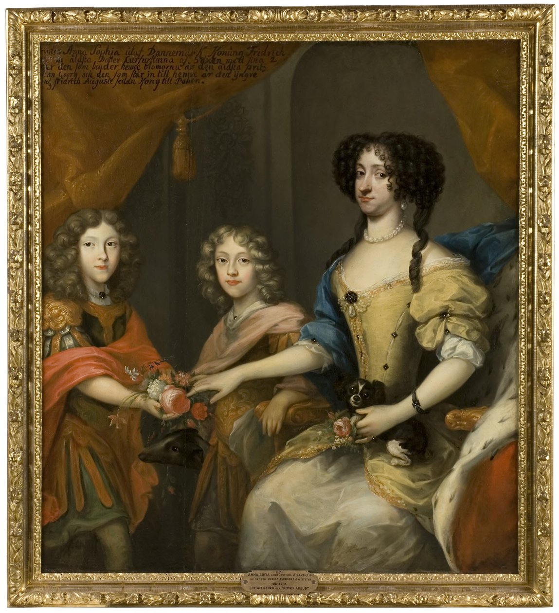 Anna Sofia, 1647-1717, Princess of Denmark, Electress of Saxony, her sons Johann Georg IV, 1668-1697, Elector of Saxony, Friedrich August I / August II the Strong, 1670-1733, Elector of Saxony, King of Poland by David von Krafft