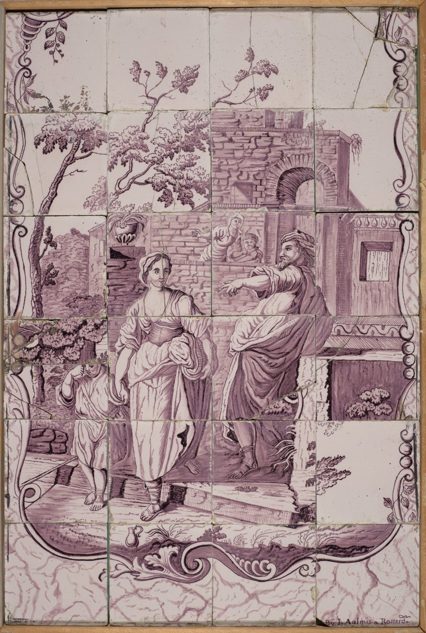 Tile Plaque: Abraham Expelling Hagar by De Bloempot Factory