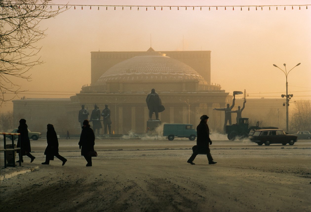 A statue of Vladimir Lenin guards the Novosibirsk Theater. Novosibirsk, Russia. by Dean Conger