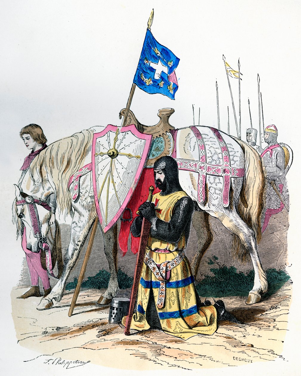 A knight saying a prayer before departing for the second crusade by Deghouy