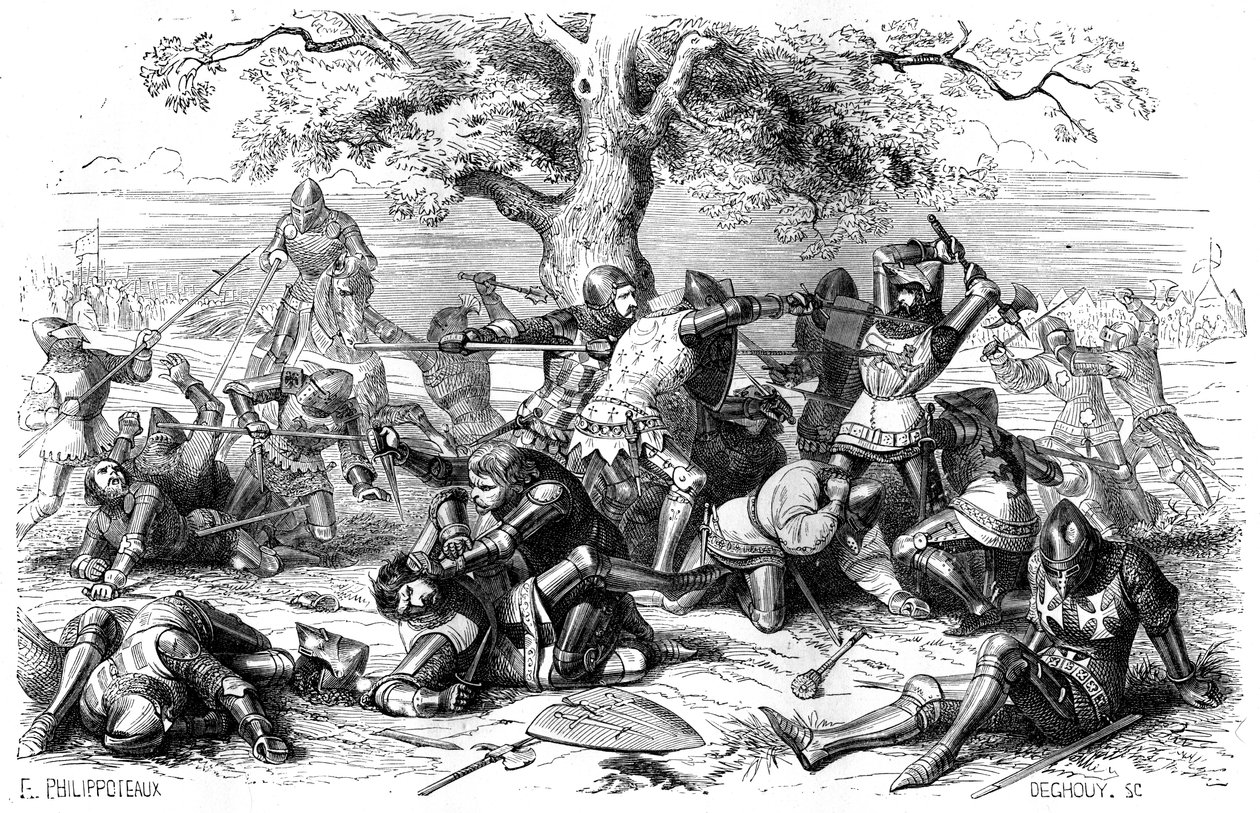 Thirty French knights battle the English, Brittany, France by Deghouy