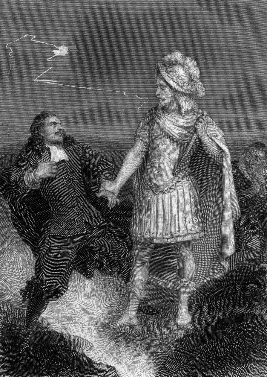 Play Don Juan by Moliere: Don Juan with the Statue of the Commander, engraving by Delannoy after a drawing by G. Staal (1870) by Delannoy Delannoy
