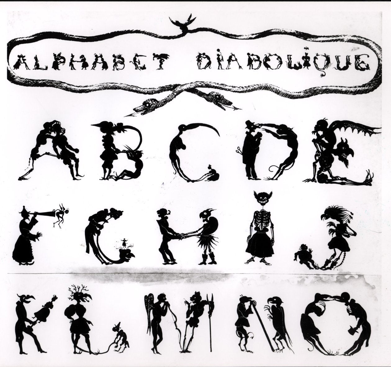 Devilish Alphabet, engraved by Delannois, 1825 (detail) by Delaporte