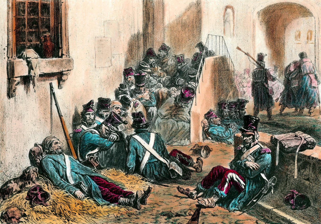 Typhus during the Napoleonic Wars (Engraving by Denis Auguste Raffet) by Denis Auguste Marie Raffet