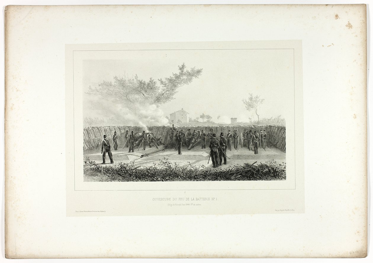 Battery No.1 Opens Fire, from Souvenirs d’Italie: Expédition de Rome by Denis Auguste Marie Raffet
