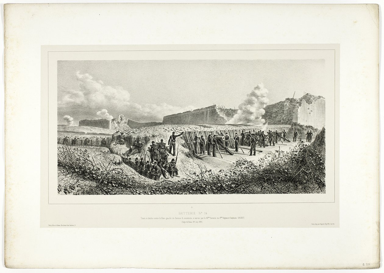 Battery no.14, from Souvenirs d’Italie: Expedition to Rome by Denis Auguste Marie Raffet