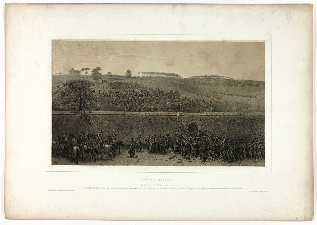 Capture of the Villa Pamfili, from Souvenirs d’Italie: Expédition de Rome by Denis Auguste Marie Raffet