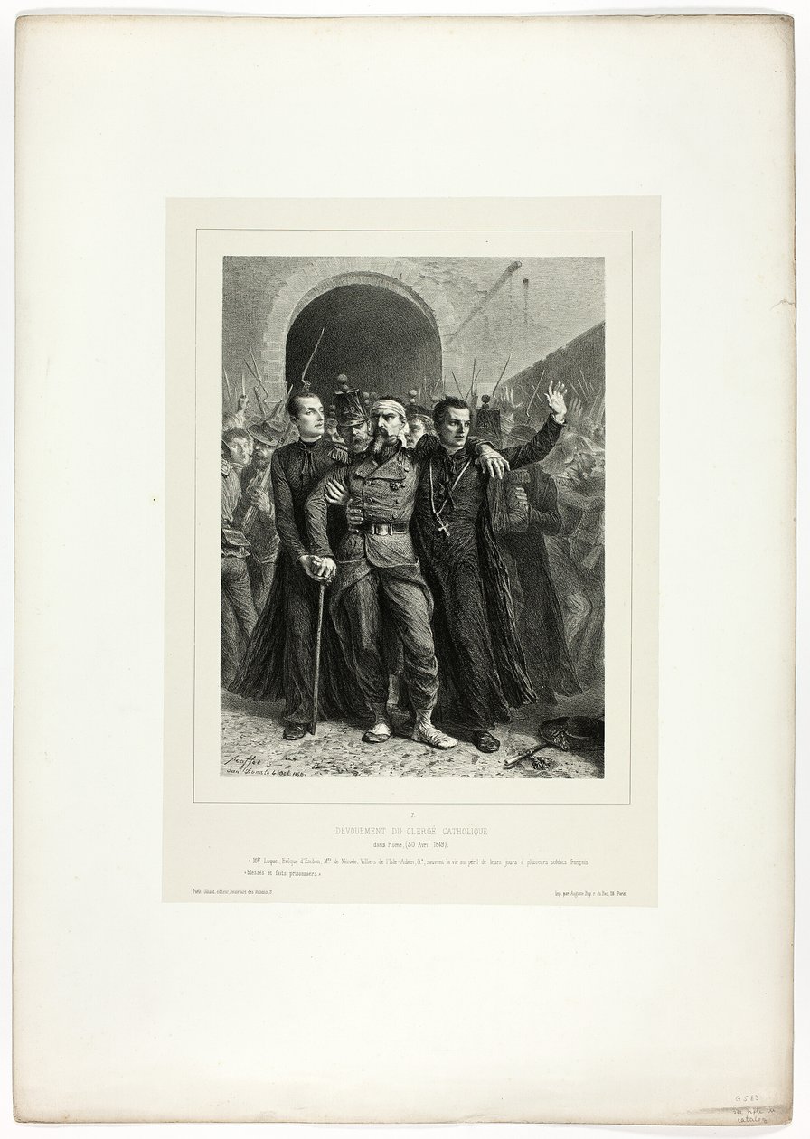 Devotion of the Catholic clergy in Rome, April 30, 1849, from Souvenirs d’Italie: Expedition to Rome by Denis Auguste Marie Raffet