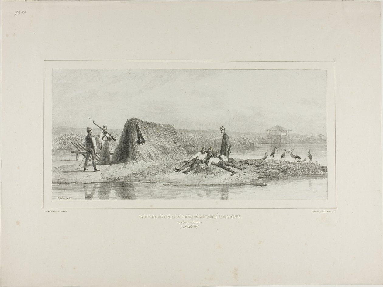 Guard Post for the Hungarian Military Colonies, Left Bank of the Danube, July 7, 1837 by Denis Auguste Marie Raffet