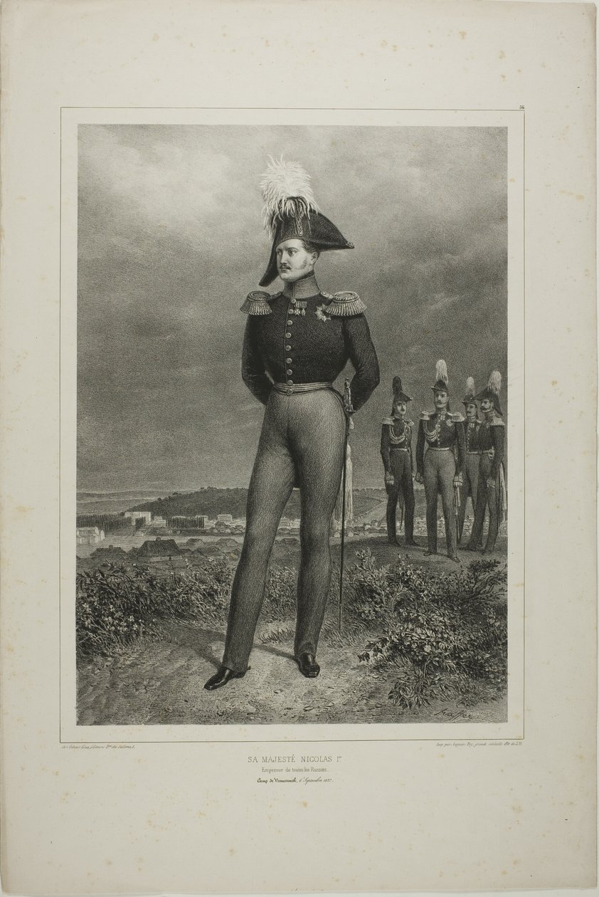His Majesty Nicholas I, Emperor of all Russia, Camp Vosnessensk, October 6, 1837 by Denis-Auguste-Marie Raffet