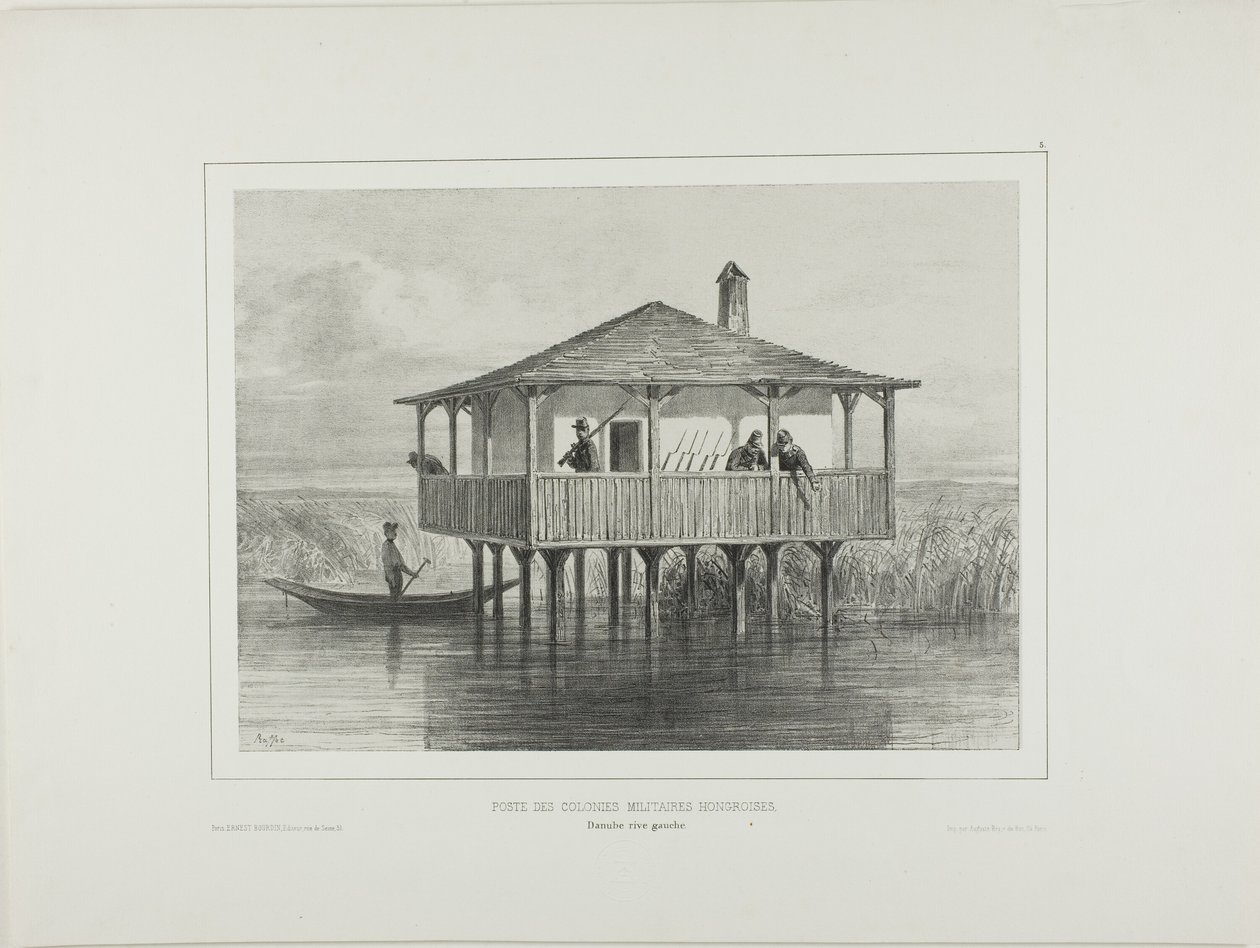 Hungarian Military Colony Post, Left Bank of the Danube River by Denis Auguste Marie Raffet