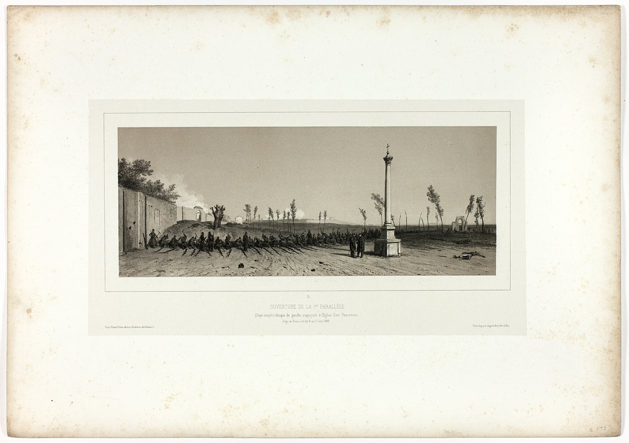 Opening the First Parallel, from Souvenirs d’Italie: Expédition de Rome by Denis Auguste Marie Raffet