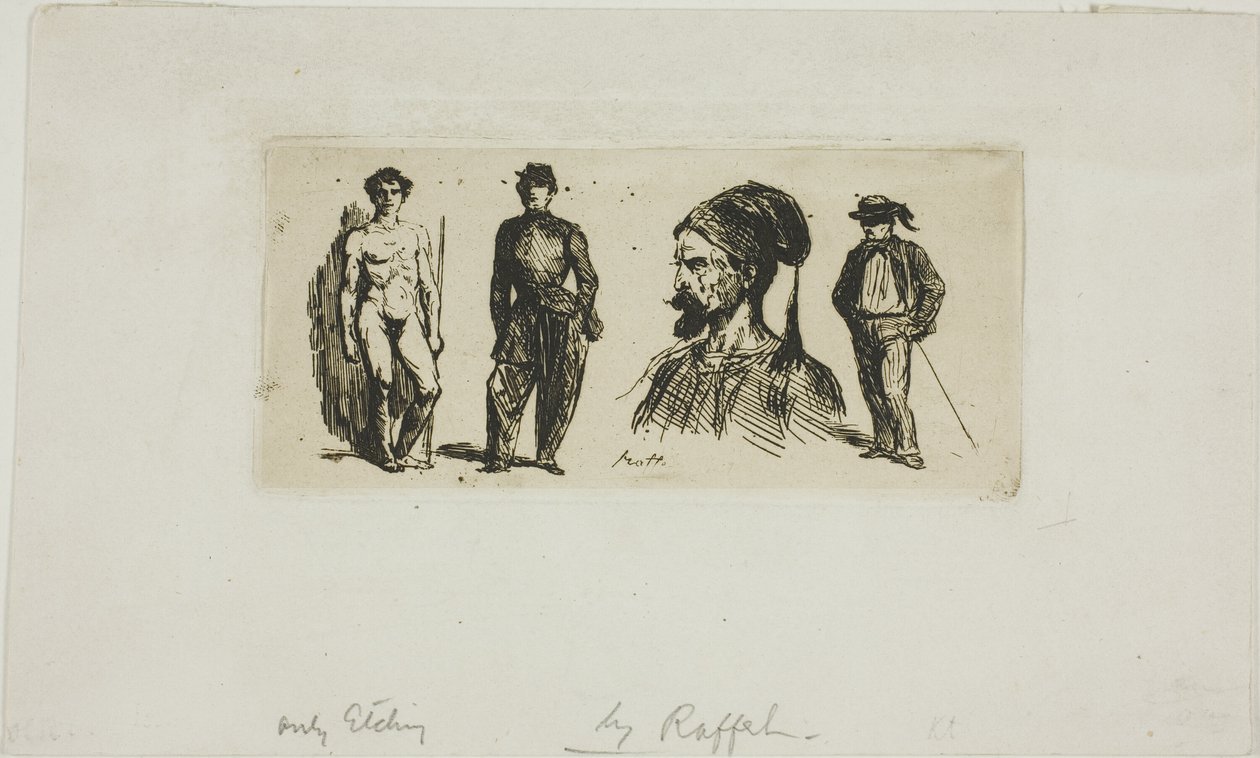 Sheet of Sketches by Denis Auguste Marie Raffet