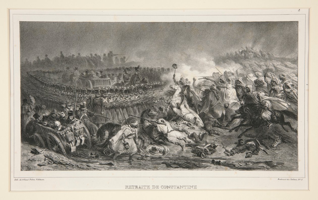 The 2nd Light Cavalry Withstanding the Onslaught of the Arabs, from a Set of Six, Titled Retraite de Constantine by Denis Auguste Marie Raffet