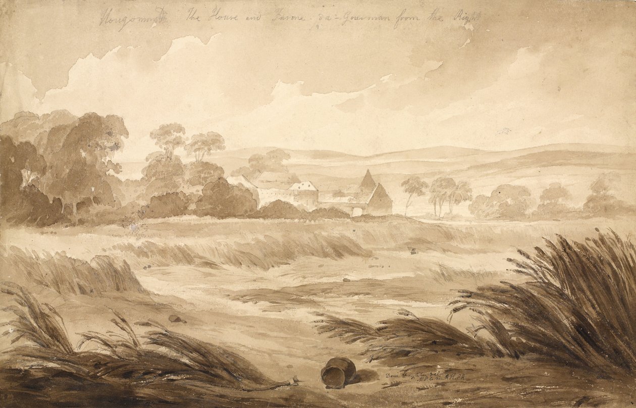 No 1 Hougomont The House and Farme du - Gourman from the Right, 1815 by Denis Dighton
