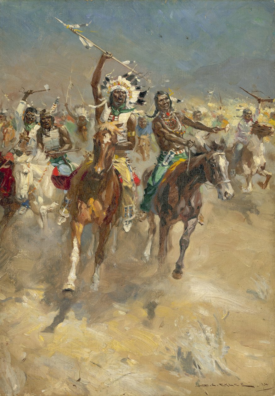 Charging Indians on Horseback by Derek Charles Eyles