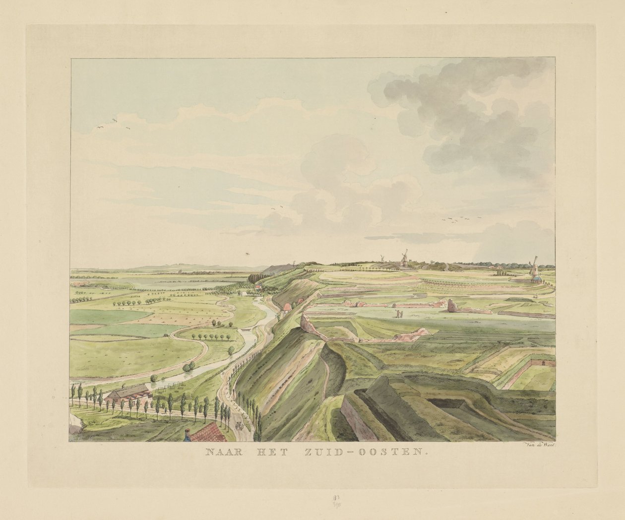 View of the Landscape Southeast of Nijmegen (To the Southeast) (Views Around the City of Nijmegen) (Gelderland Panorama or Round View Drawn from Life at Belvedere in Nijmegen) by Derk Anthony van de Wart