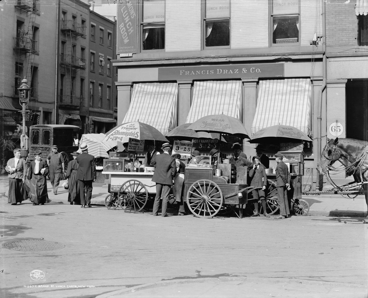 Broad St. lunch carts, New York, N.Y., c.1906 by Detroit Publishing Co.