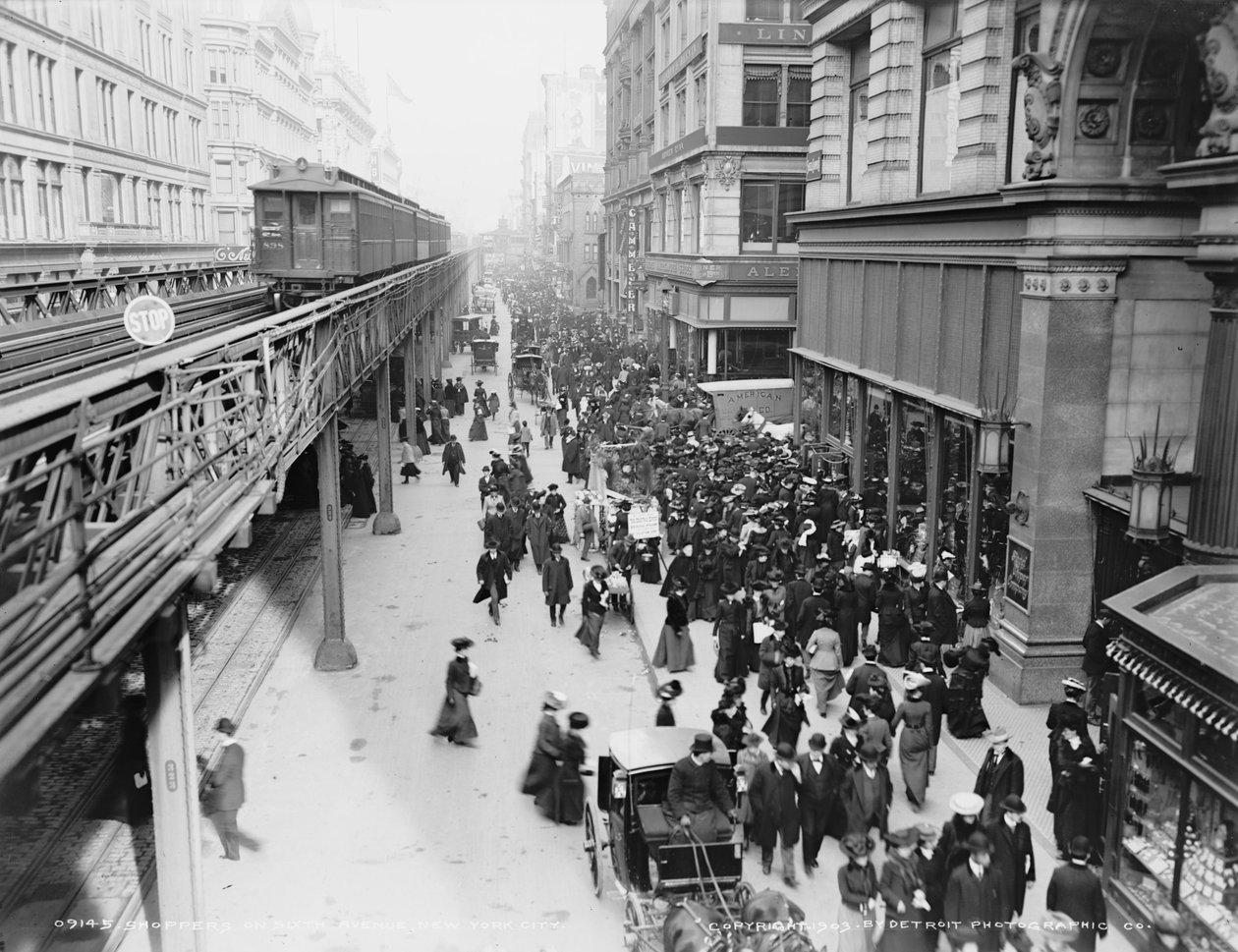 Shoppers on Sixth Avenue, New York City, c.1903 by Detroit Publishing Co.