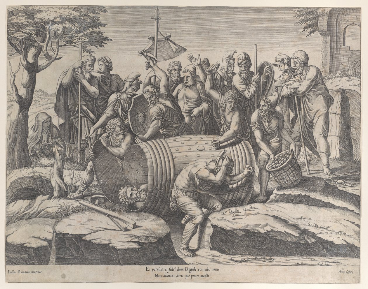 Marcus Atilius Regulus in a Barrel While Two Men Are Hammering in the Nails by Diana Mantuana