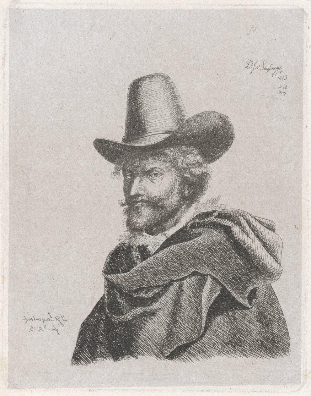 Portrait of Peter Paul Rubens with Cloak and High Hat by Diederik Jan Singendonck