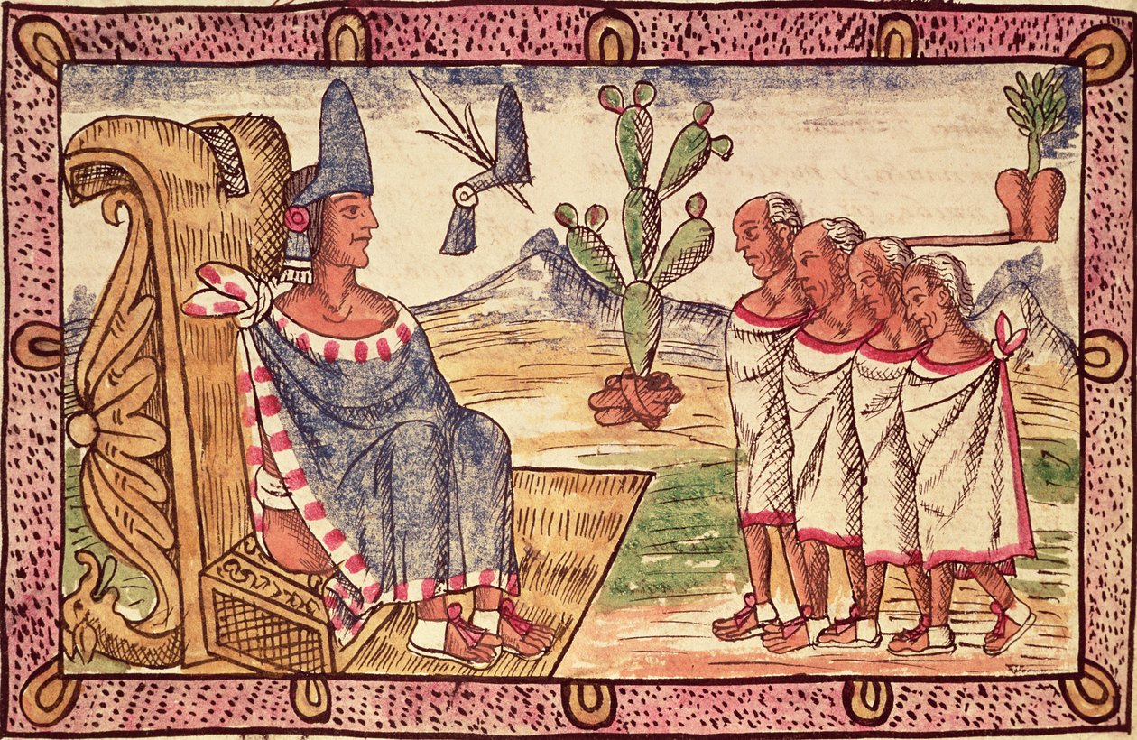 Montezuma II (1466-1520) and his envoys to the Spanish conquerors, 1579 by Diego Duran