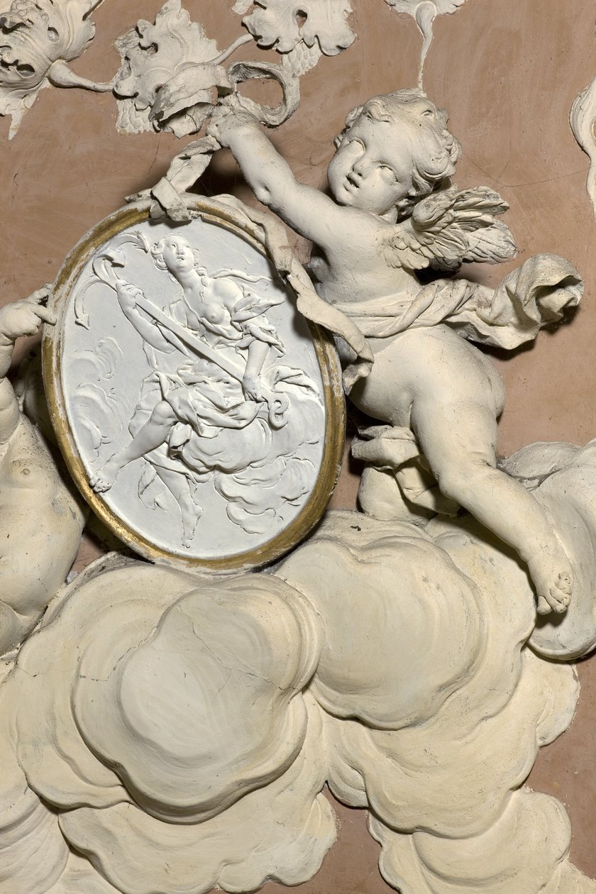 Angels holding a medallion by Diego Carloni