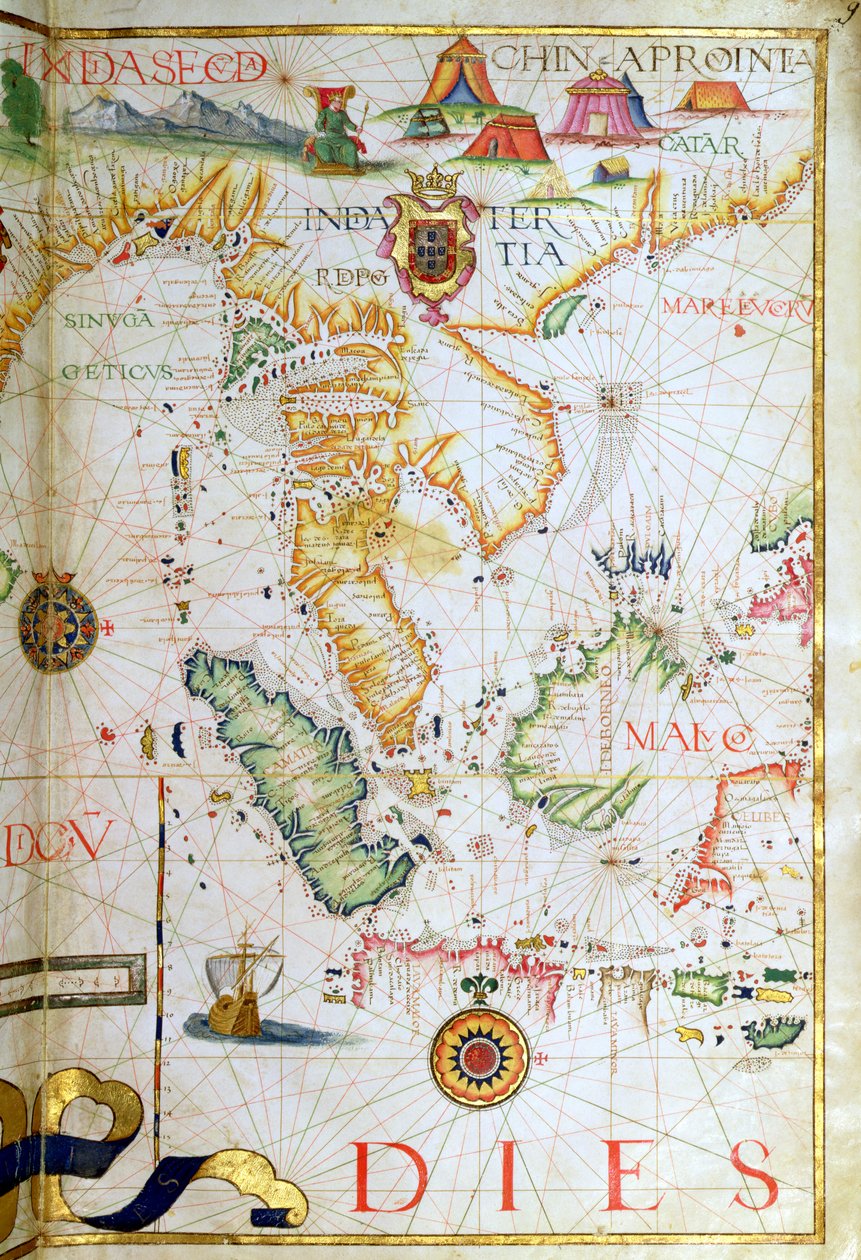 Mainland Southeast Asia, detail from a world atlas by Diego Homem