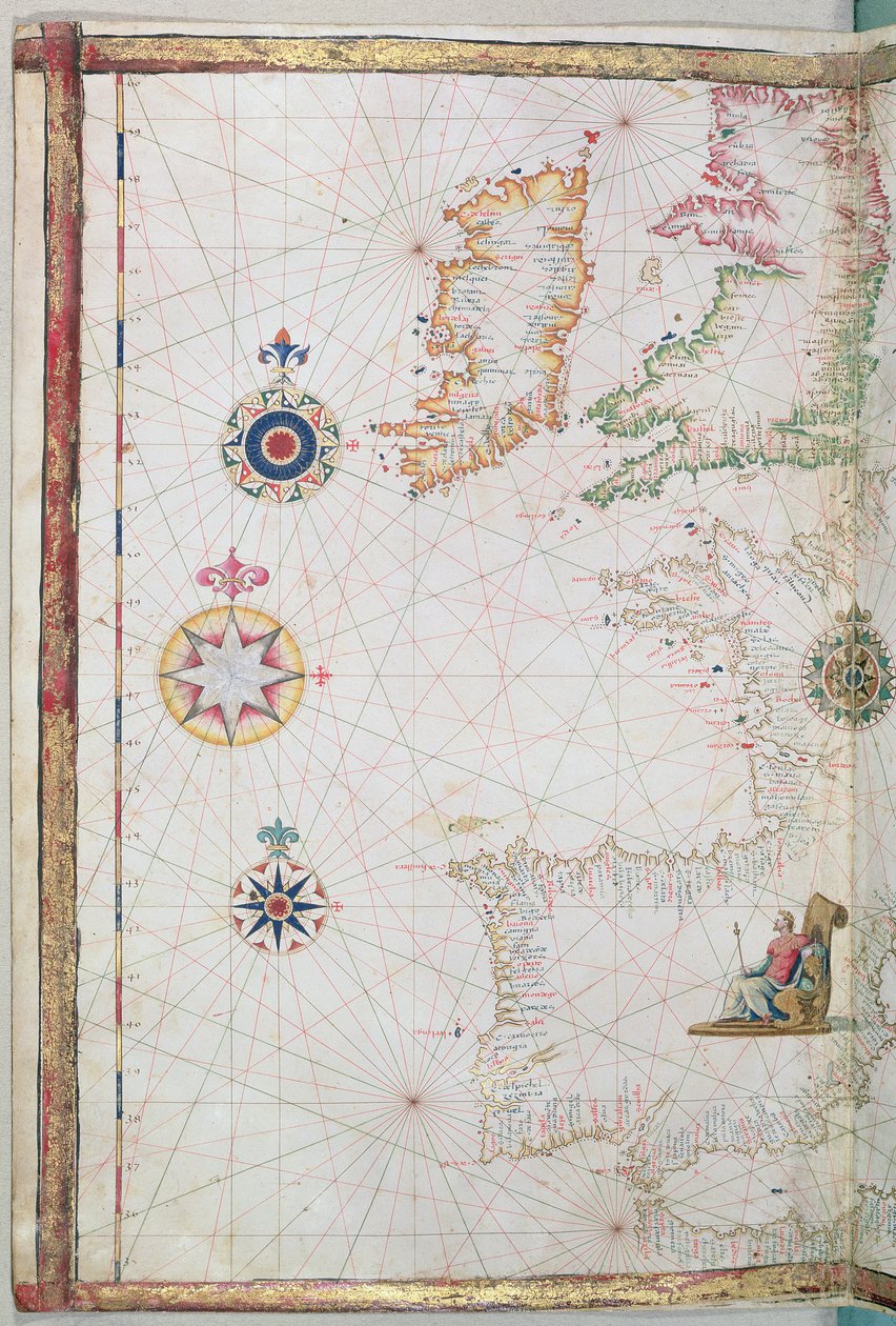 The British Isles and Iberia, detail from a world atlas by Diego Homem