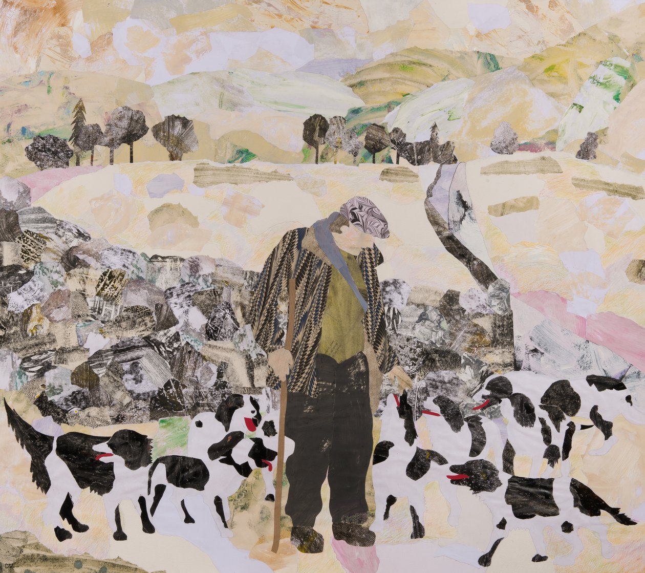 One Man & His Dogs in Snow, 2018 by Dione Verulam