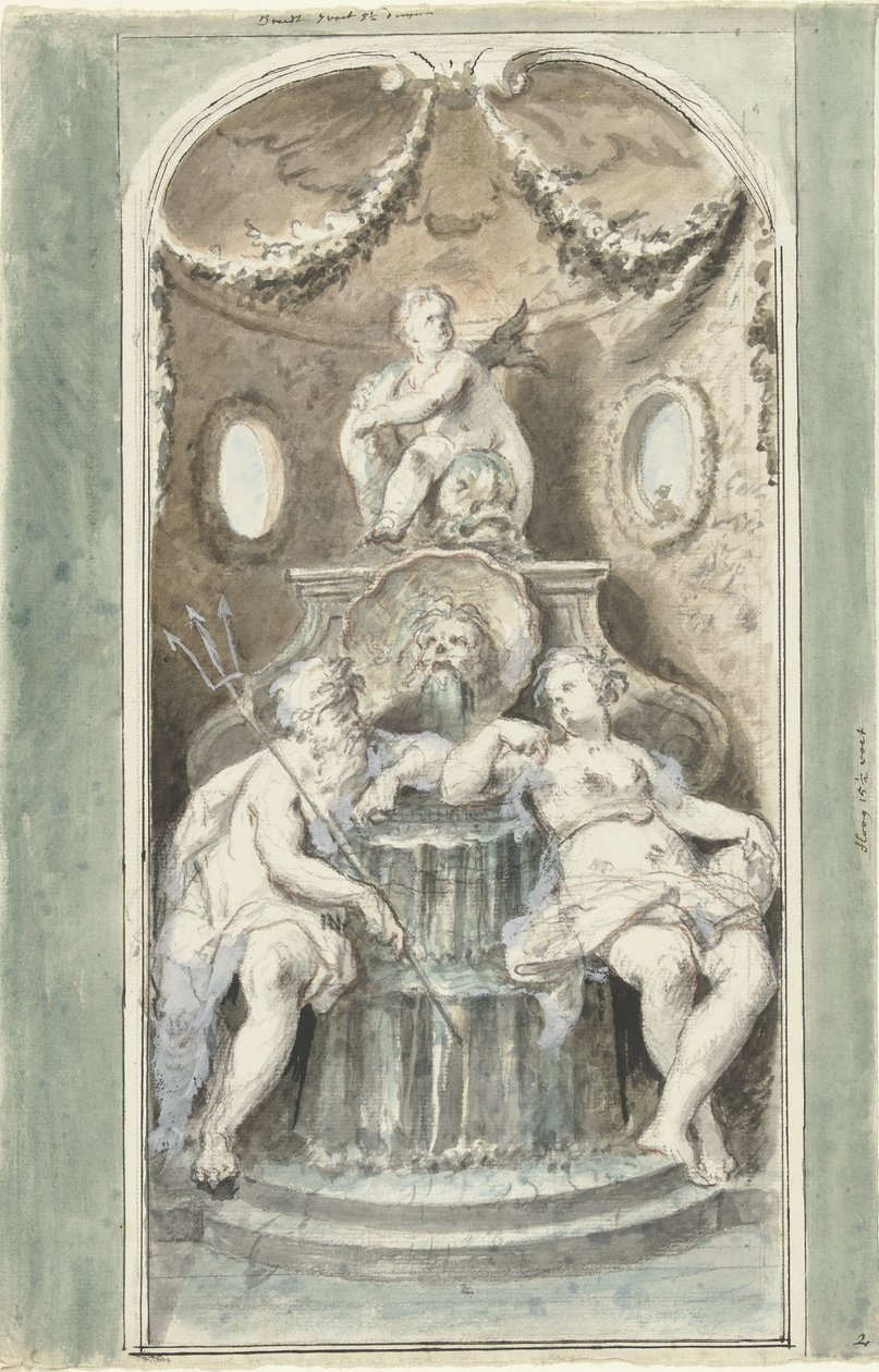 Design for a Decorative Painting with a Fountain by Dionys van Nijmegen