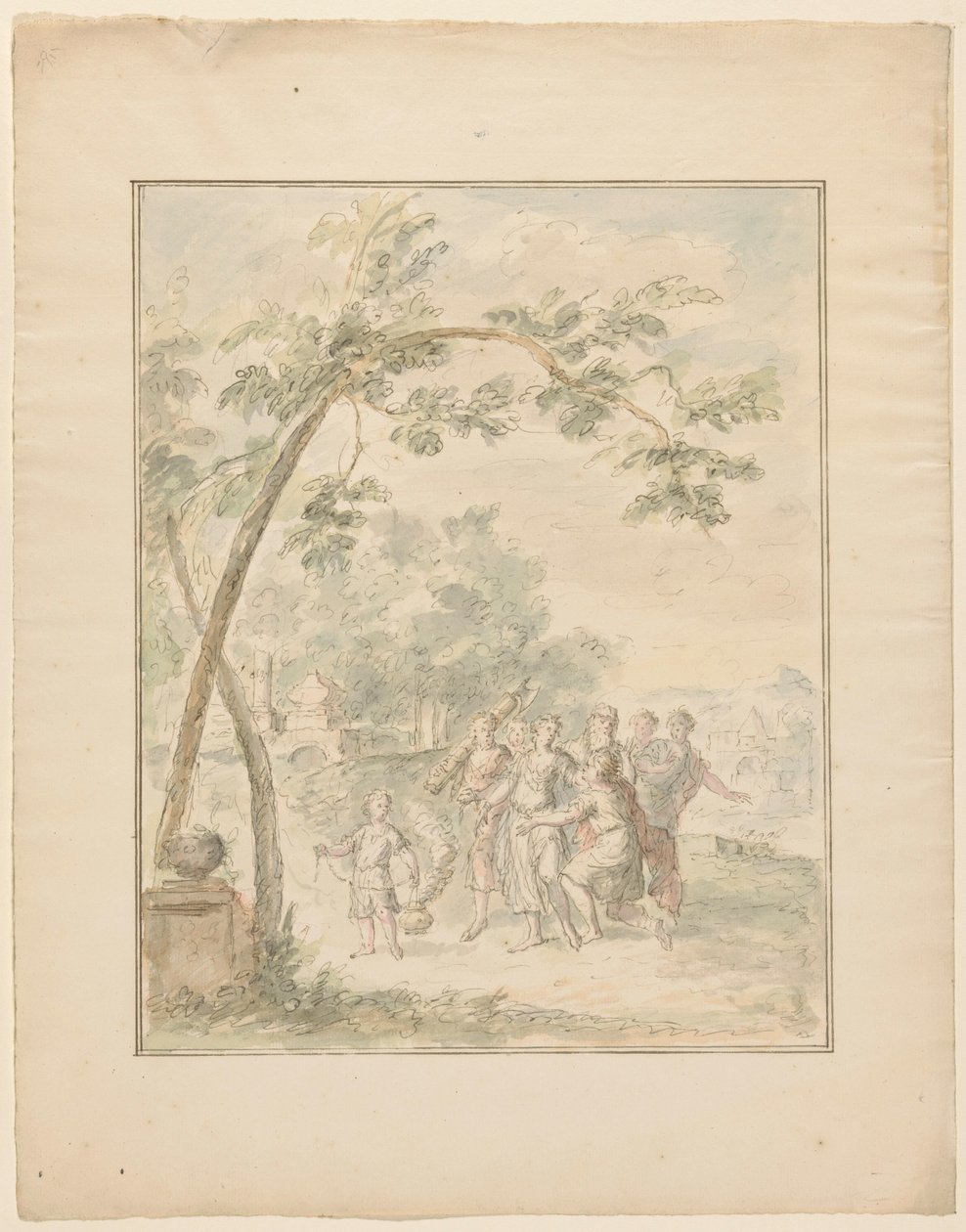 Design for a Room Painting of a Landscape with a Group of People by Dionys van Nijmegen