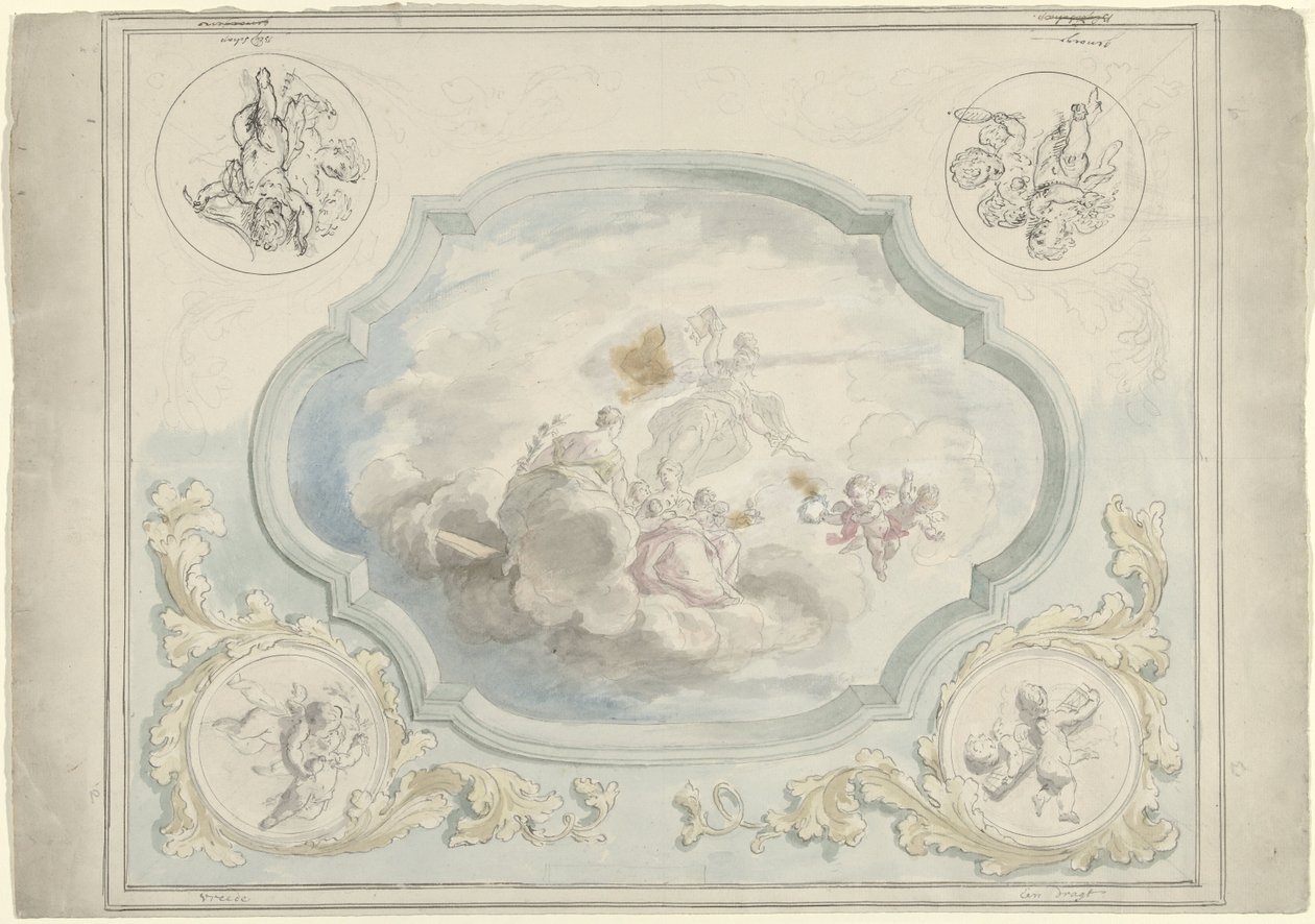 Design for a Ceiling Painting with Charitas and Pax by Dionys van Nijmegen