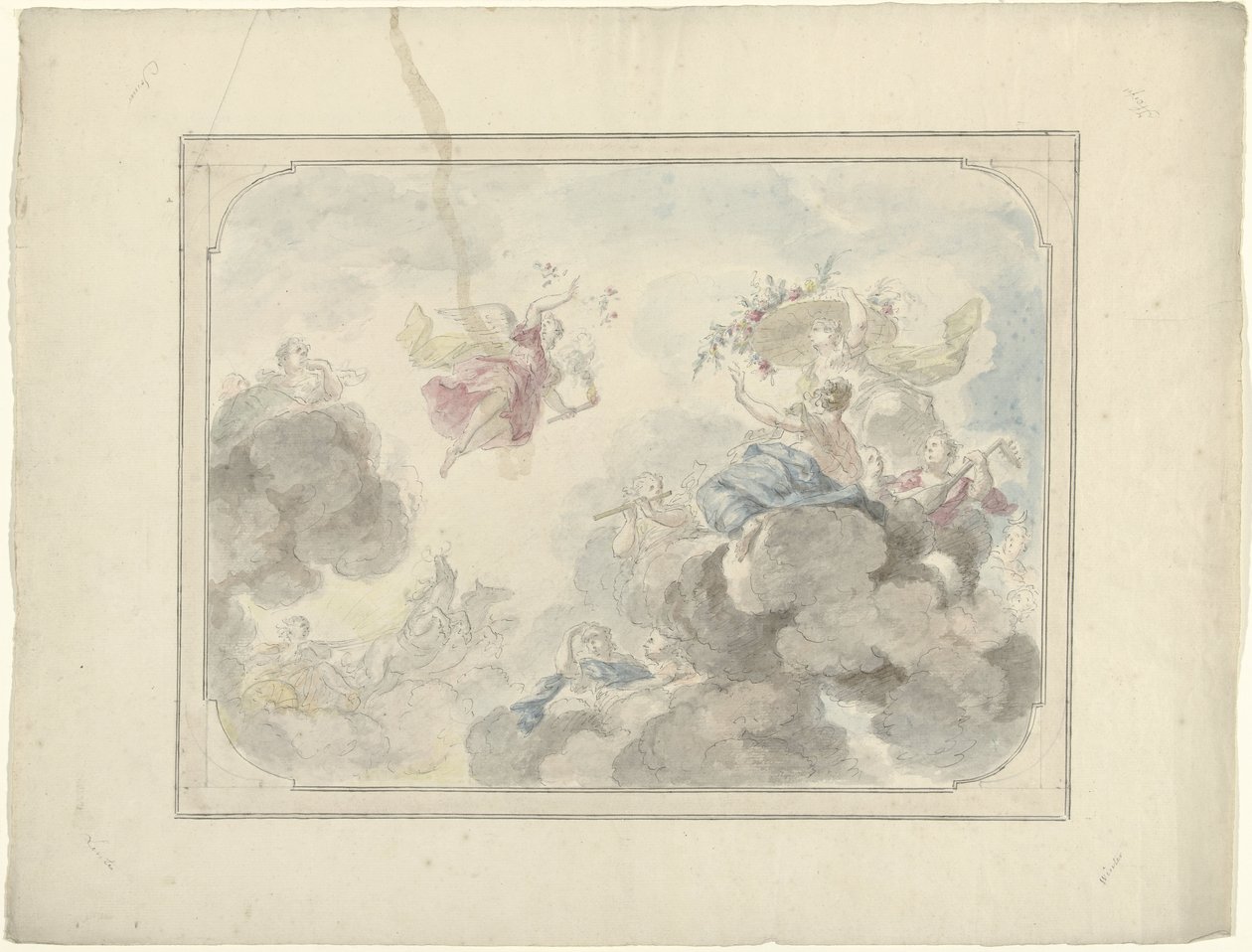 Design for a Ceiling Painting with a View into the Sky where Aurora Dispels Darkness by Dionys van Nijmegen