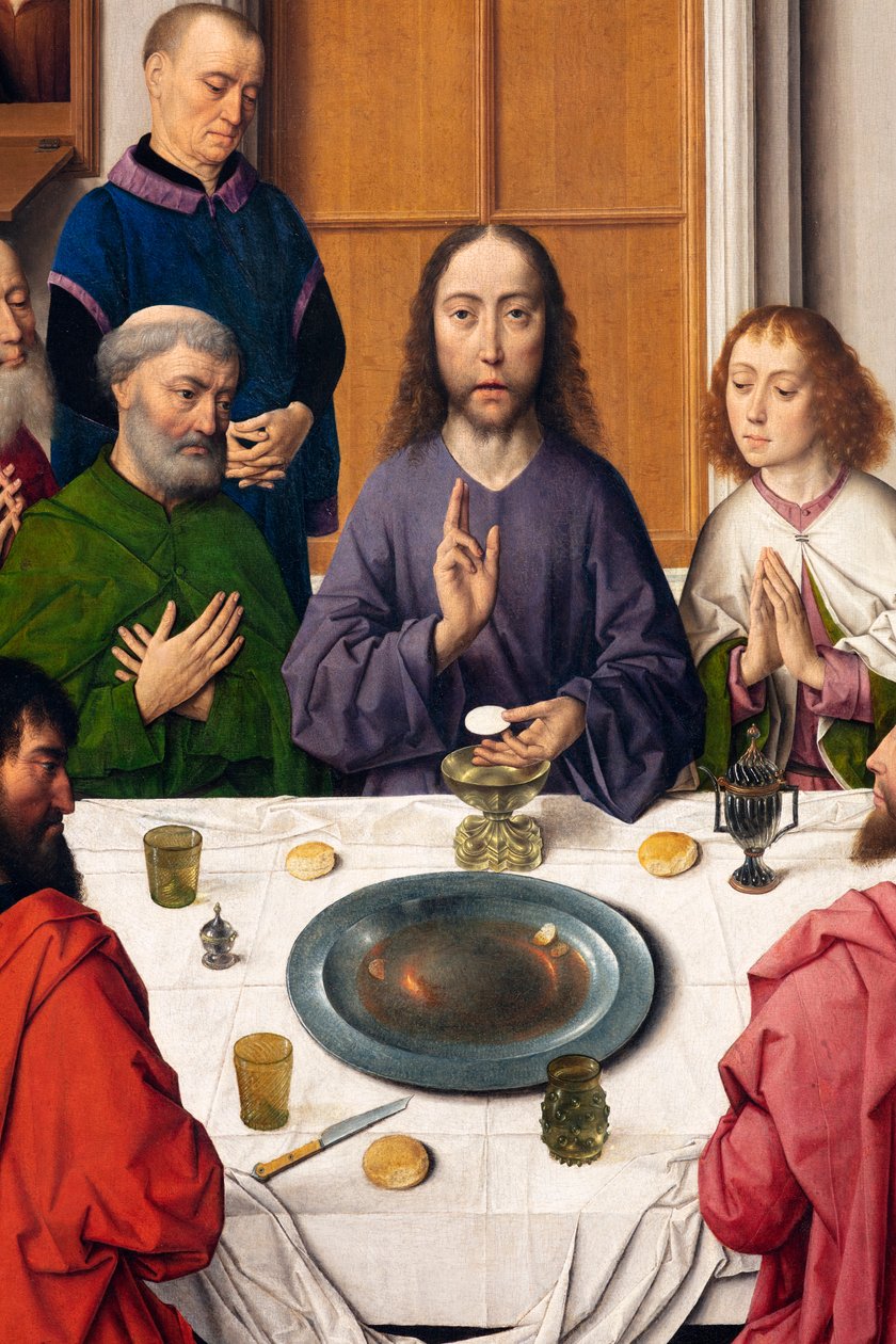 Parish Church (Parochiekerk Sint-Pieter). Painting. Last Supper. Dirk Bouts. 1464-1468. (Detail) Central Panel by Dirck Bouts