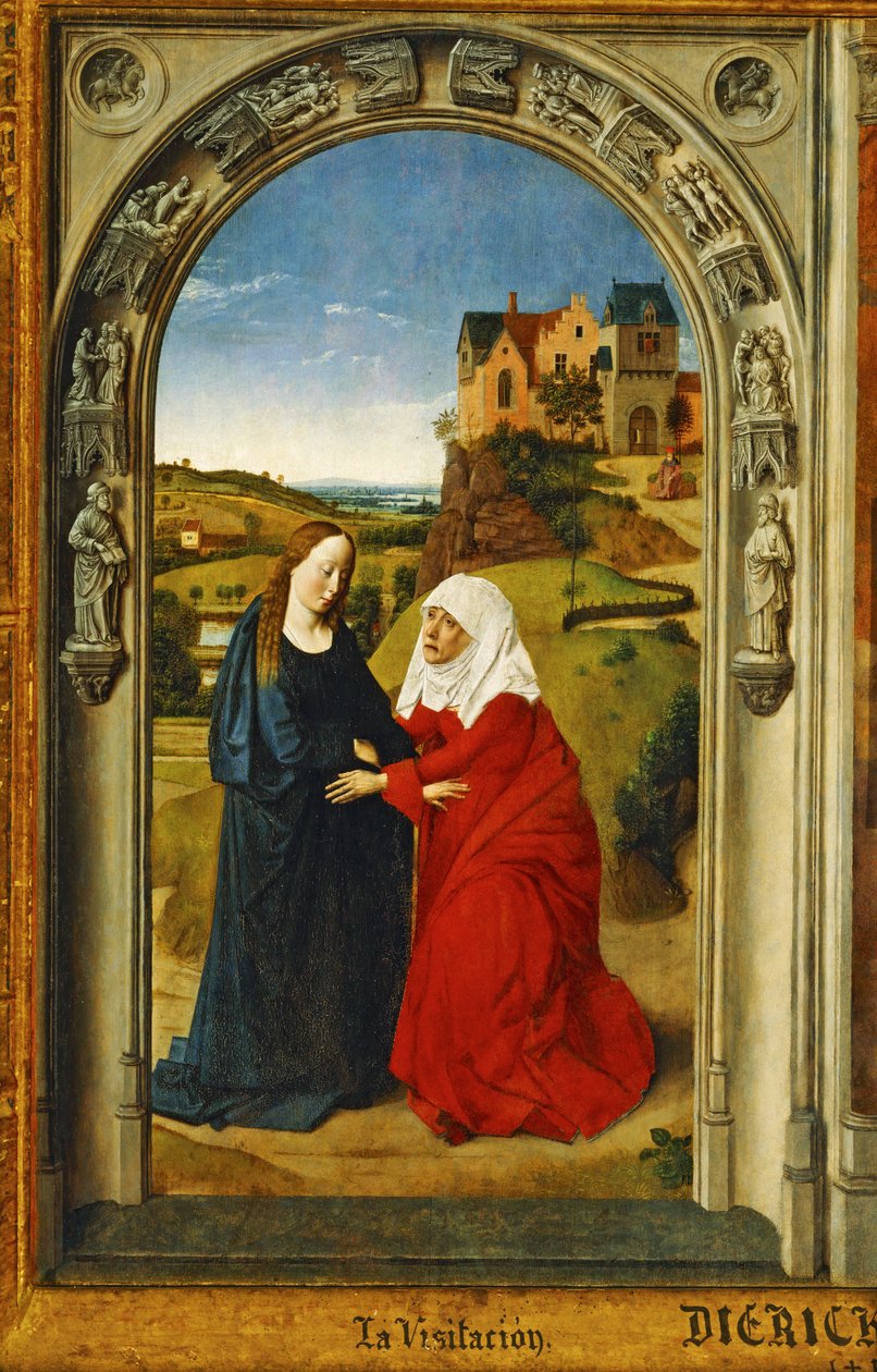 The Visitation, Saint Mary Visits Saint Elisabeth by Dirck Bouts