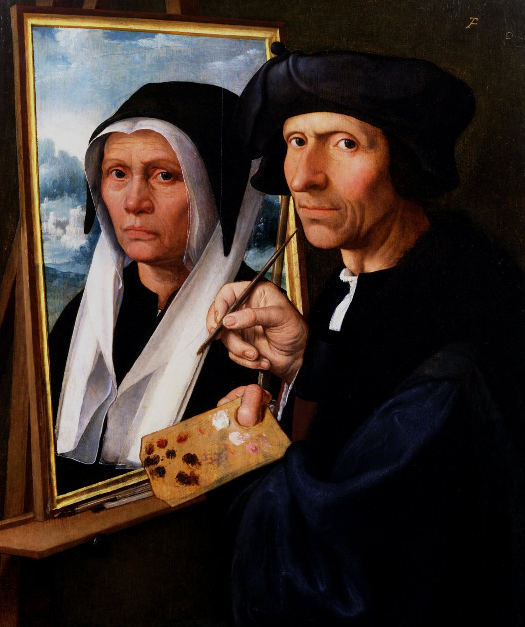 Jacob Cornelisz. van Oostsanen Painting a Portrait of His Wife, c.1530-c.1550 by Dirck Jakobsz